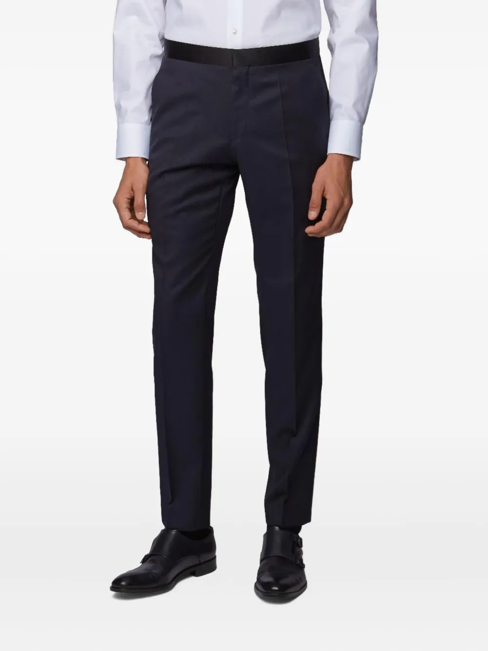 BOSS satin-trimmed trousers - Blauw