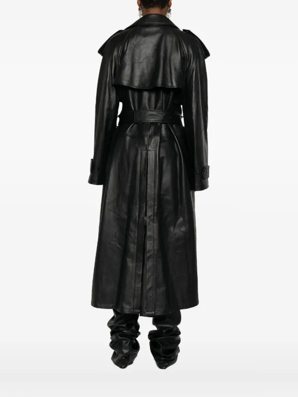 Balenciaga Belted Leather Trench Coat | Black | FARFETCH