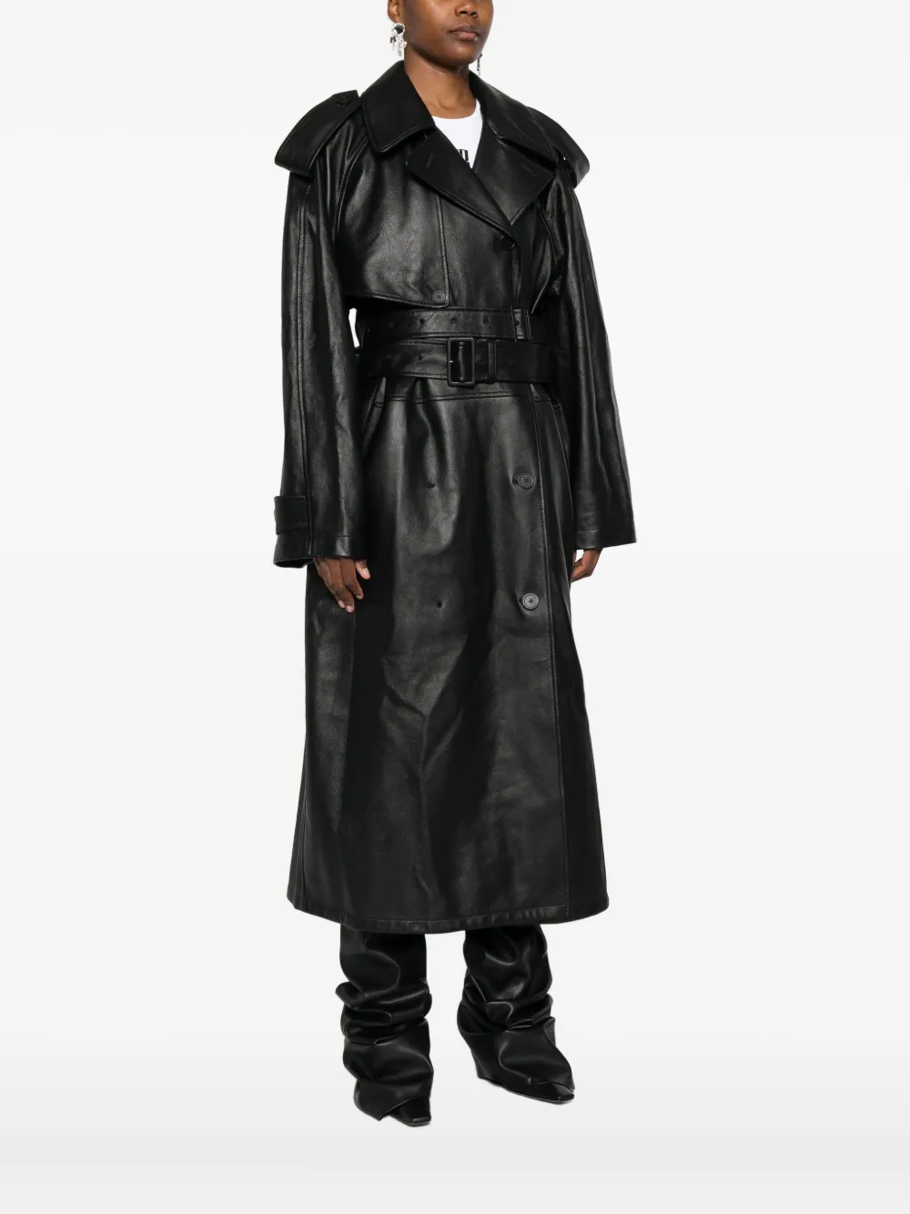 Balenciaga Leren trenchcoat Zwart