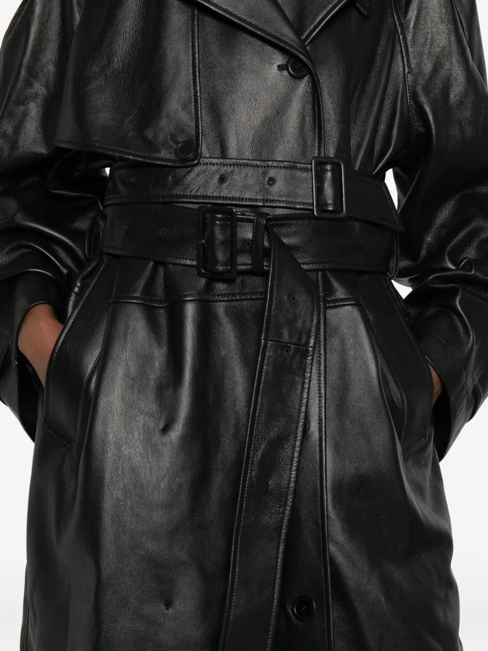 Balenciaga Leren trenchcoat Zwart