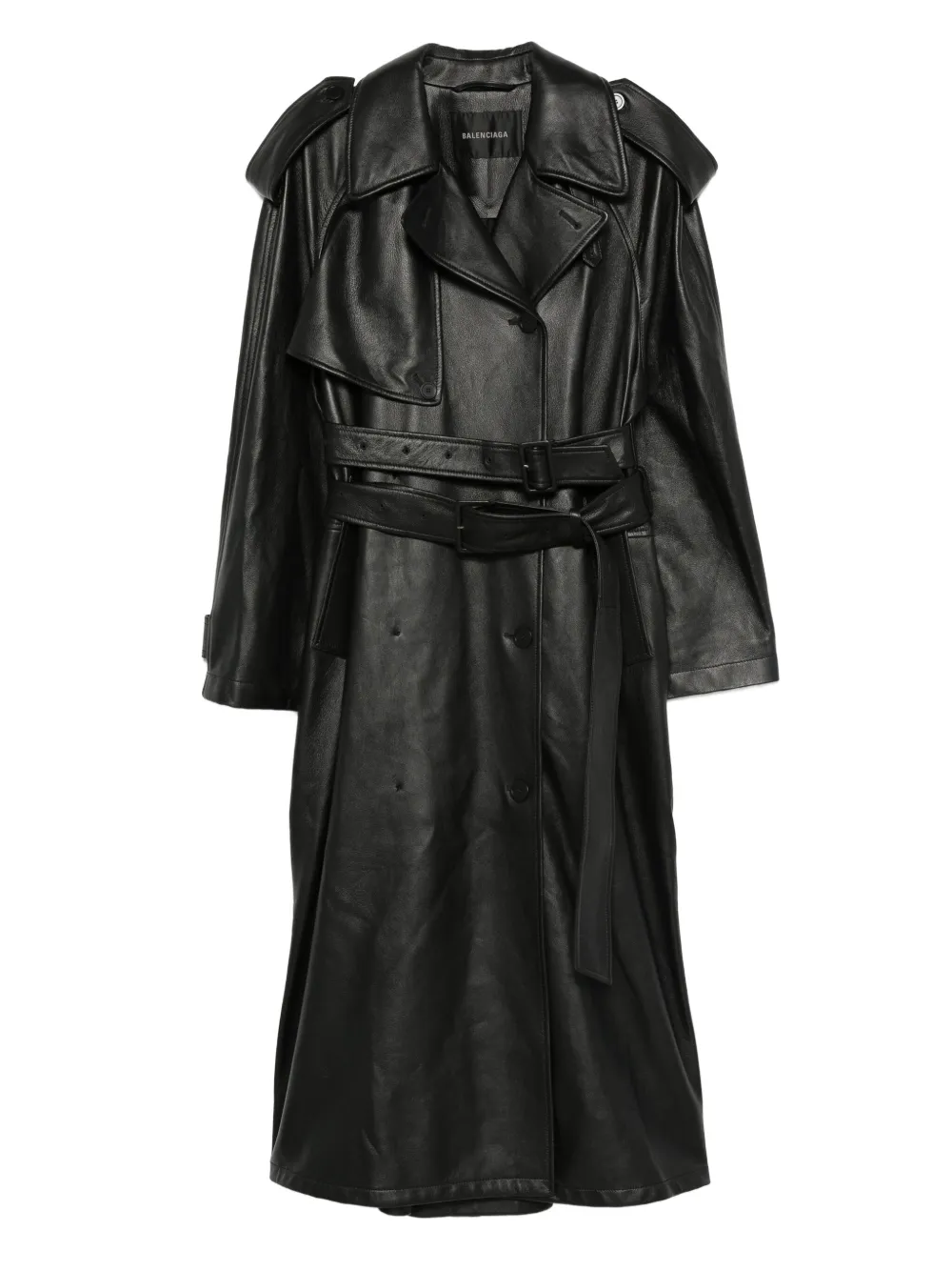 Balenciaga Leren trenchcoat Zwart