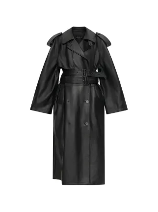 Balenciaga レザー トレンチコート | ブラック | FARFETCH JP