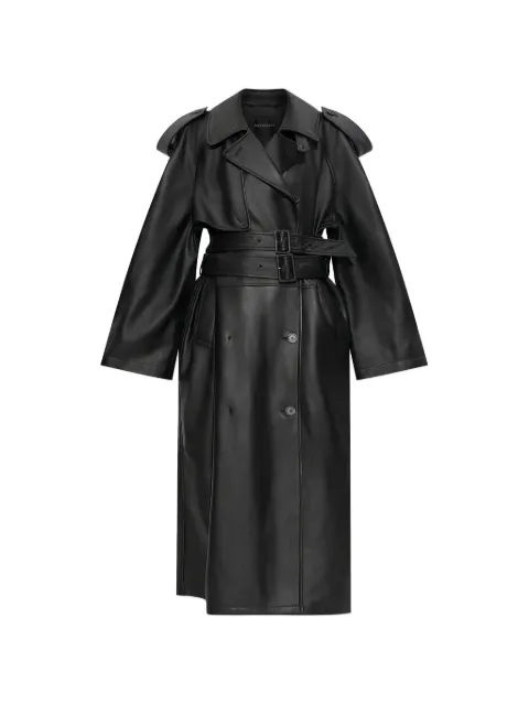 Balenciaga trenchcoat i læder med bælte
