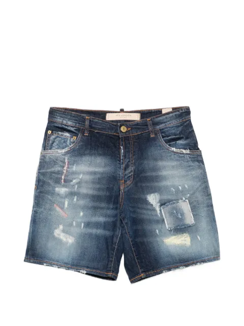 YES LONDON distressed patchwork-detail shorts