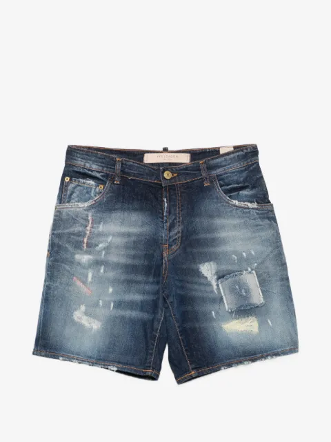 YES LONDON short à effet usé et patchwork