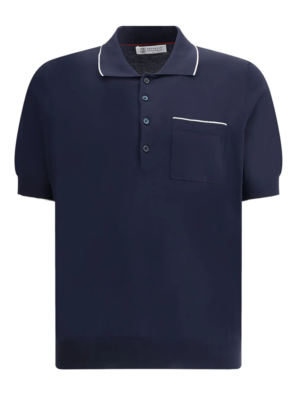 Brunello Cucinelli logo-patch polo shirt Blauw