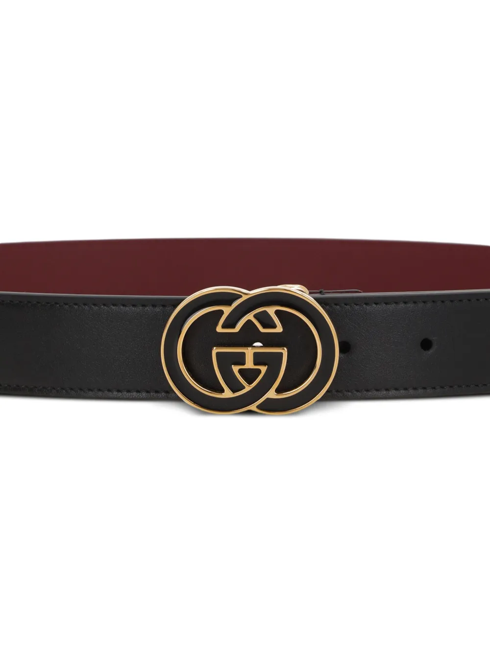 Gucci Belt With Interlocking G Buckle In Black