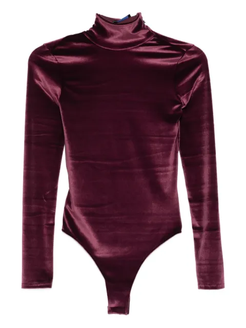 Mugler high-neck velvet bodysuit