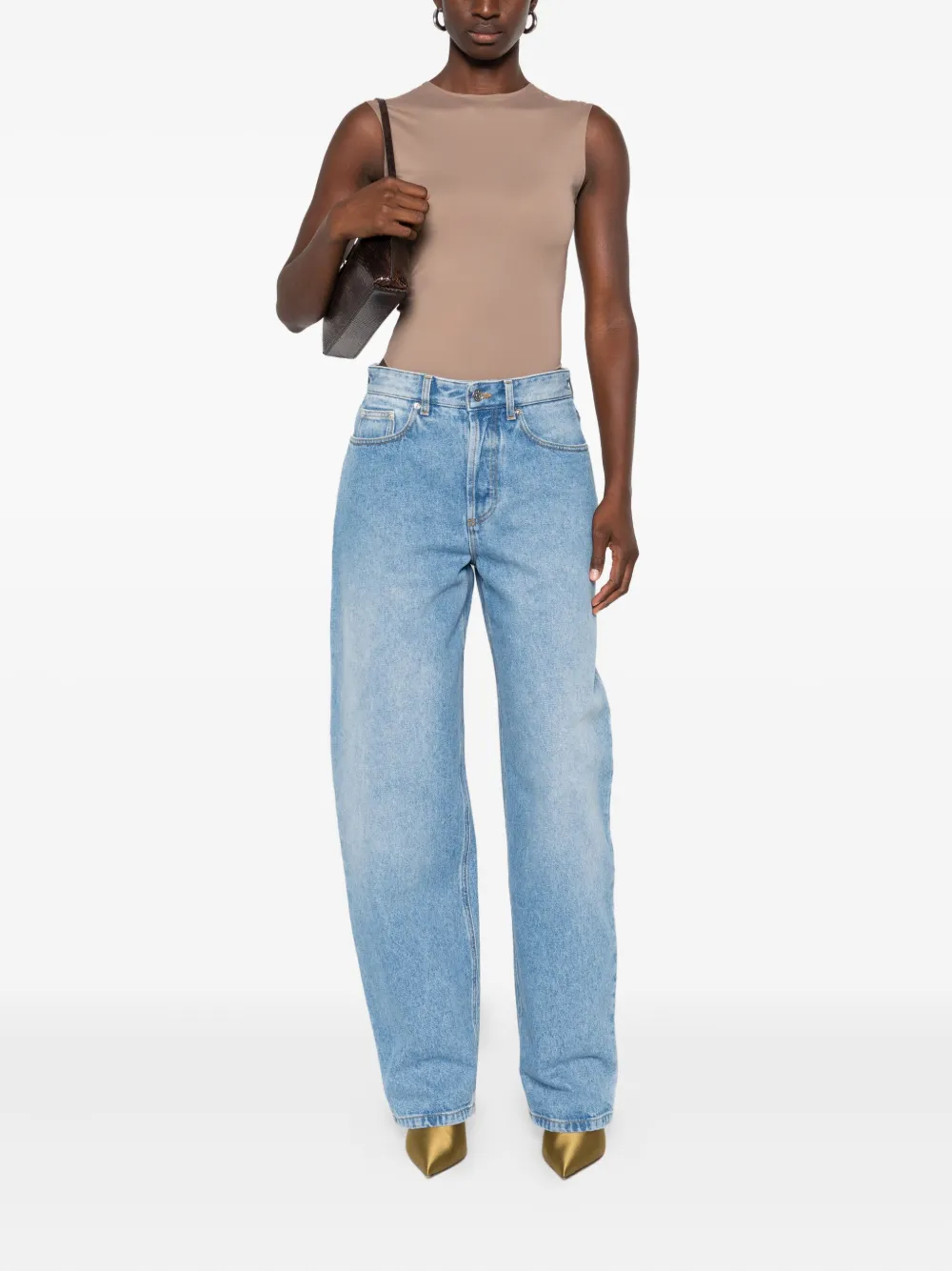 Mugler Sleeveless Bodysuit In Neutral