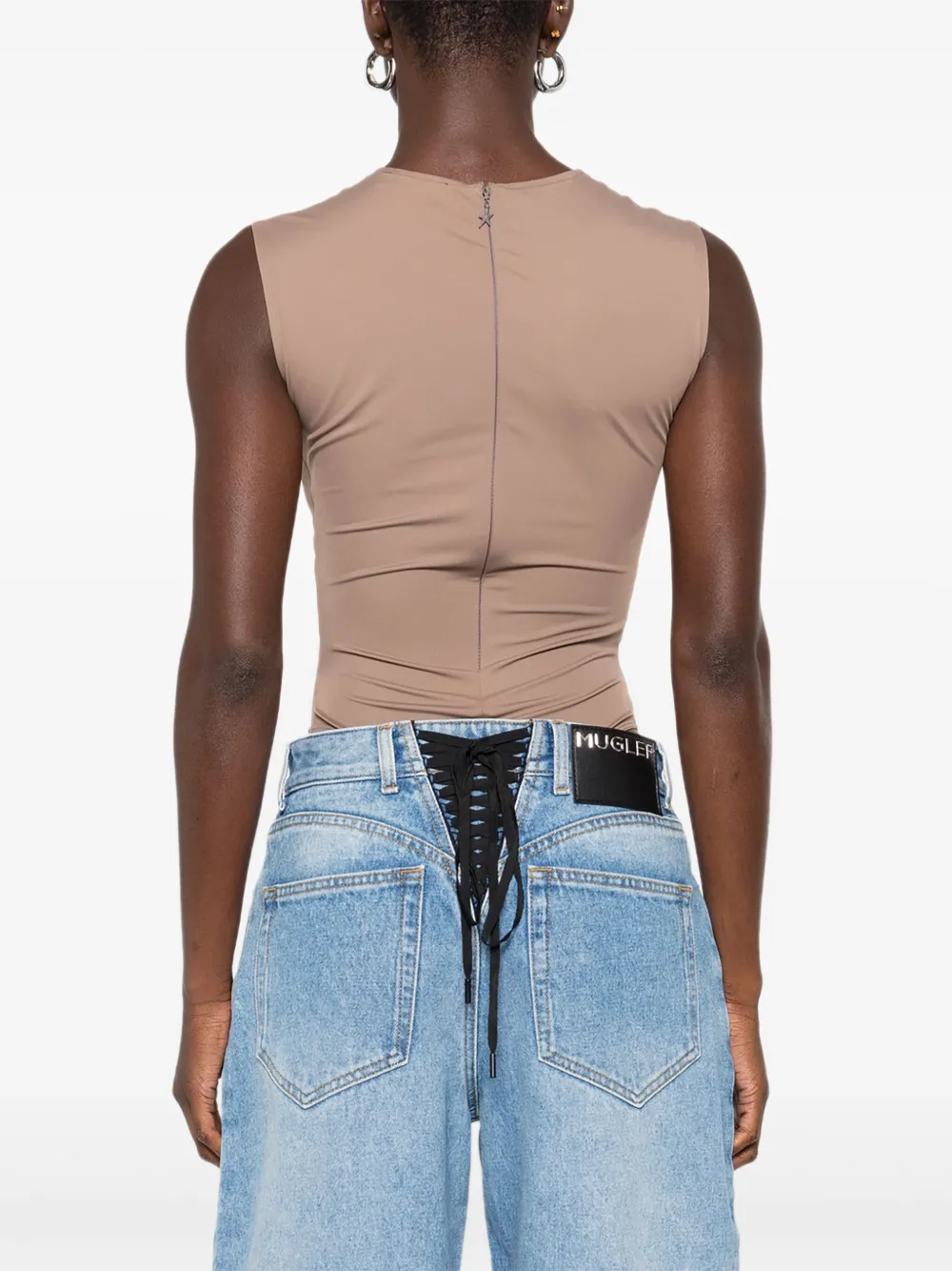 Mugler Sleeveless Bodysuit In Neutral