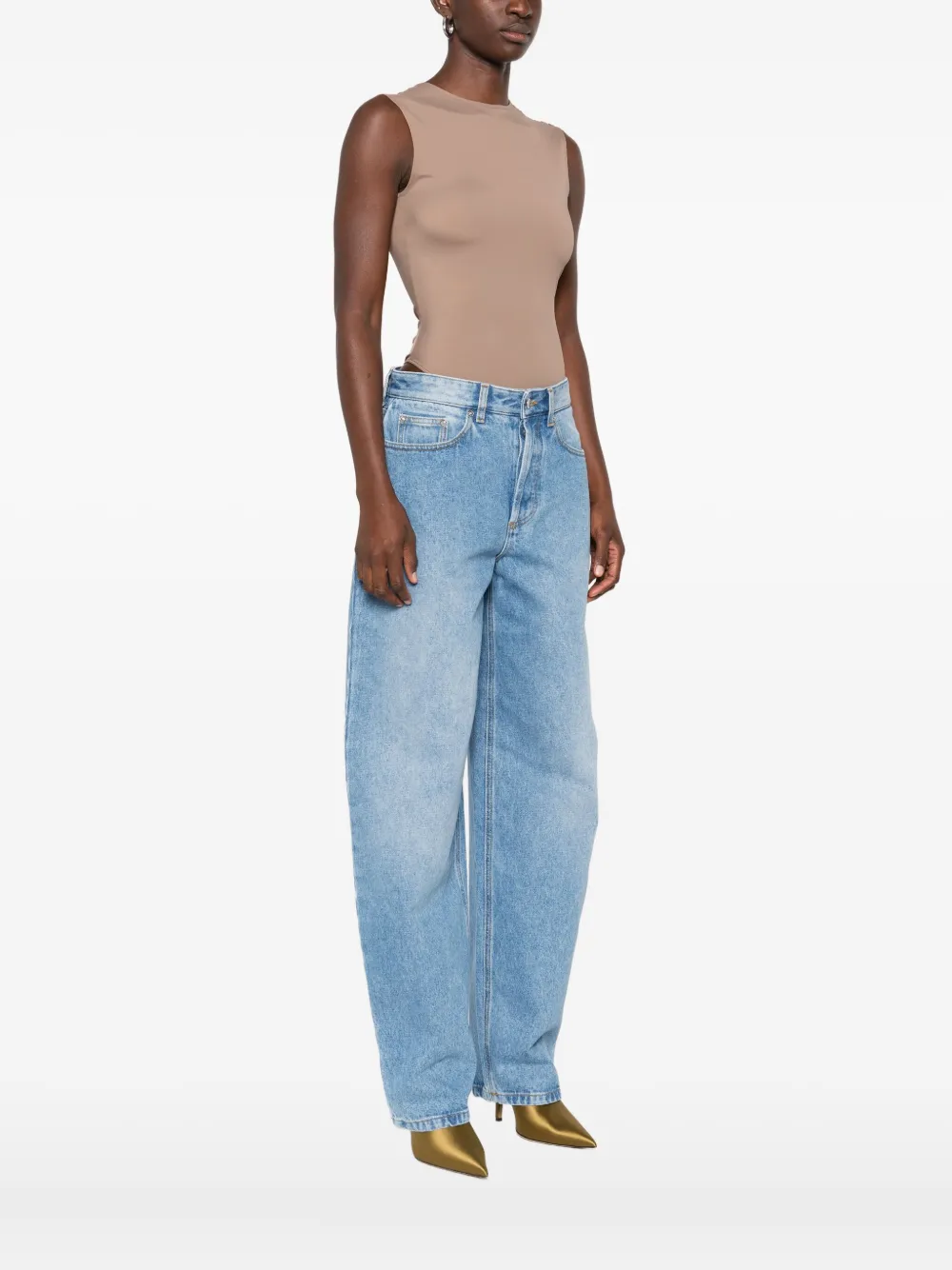 Mugler Sleeveless Bodysuit In Neutral