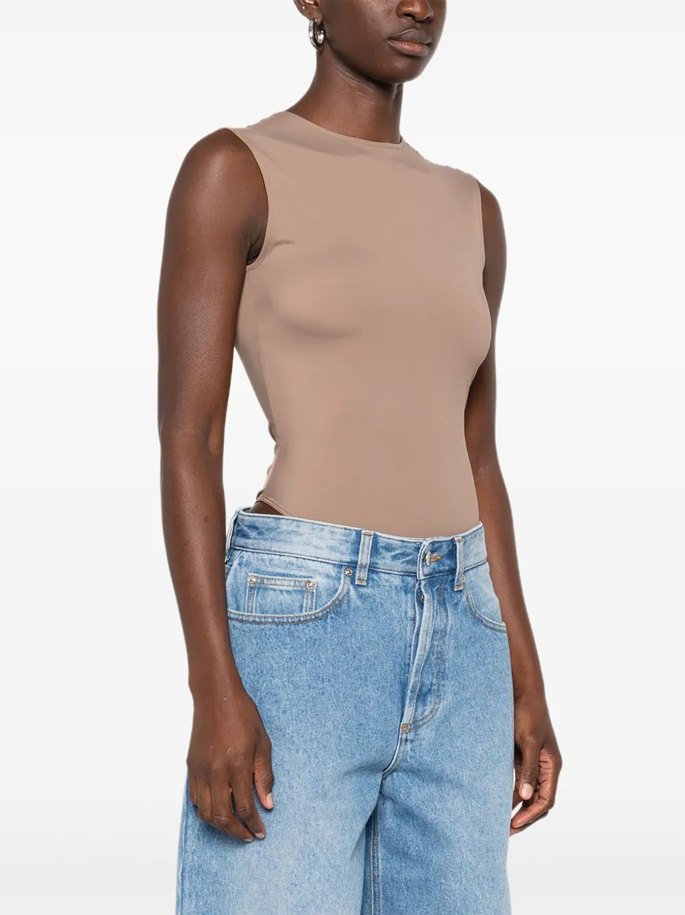 Mugler Mouwloze body Bruin