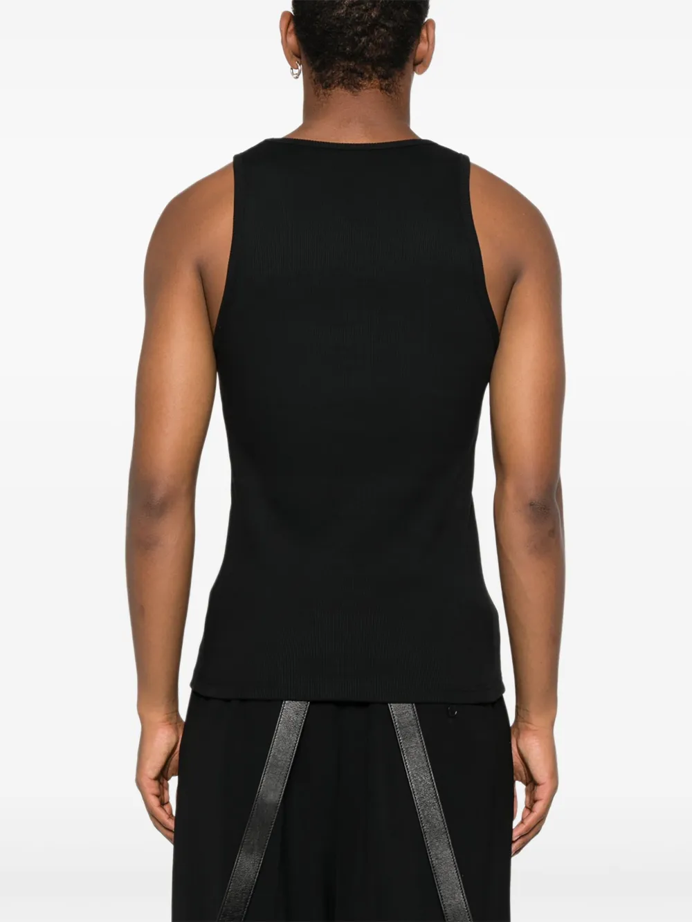 Mugler Geribbelde tanktop met diepe ronde hals Zwart