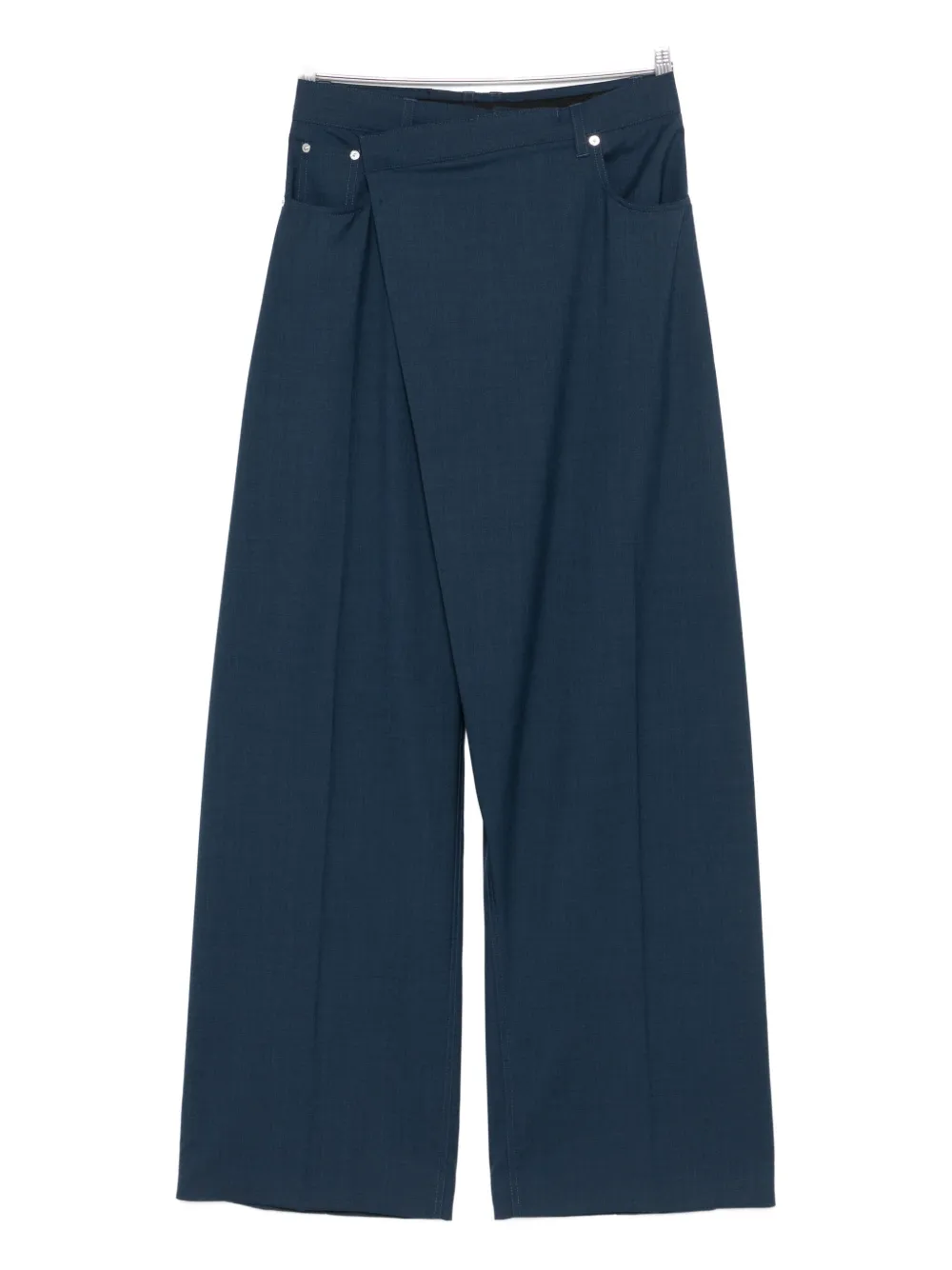 Mugler wrap pocketed wide-leg trousers - Blu