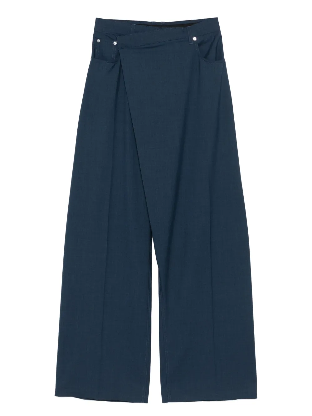 Mugler wrap pocketed wide-leg trousers - ブルー Mugler wrap pocketed wide-leg trousers - ブルー