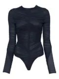 Mugler gathered mesh bodysuit - Blue
