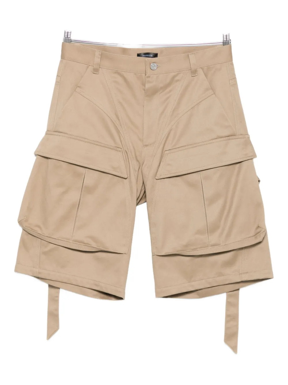 Mugler Cotton Cargo Shorts In Neutral
