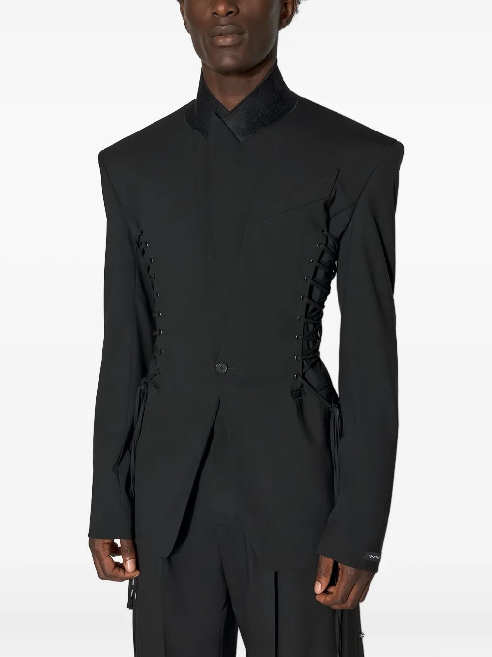 Mugler lace-up padded-shoulder jacket | Black | Image 1