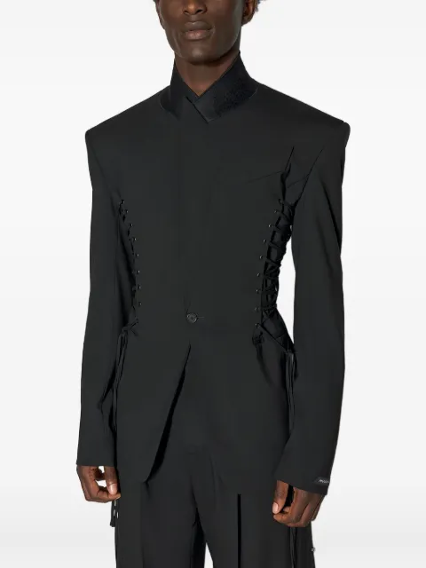Mugler lace-up padded-shoulder jacket