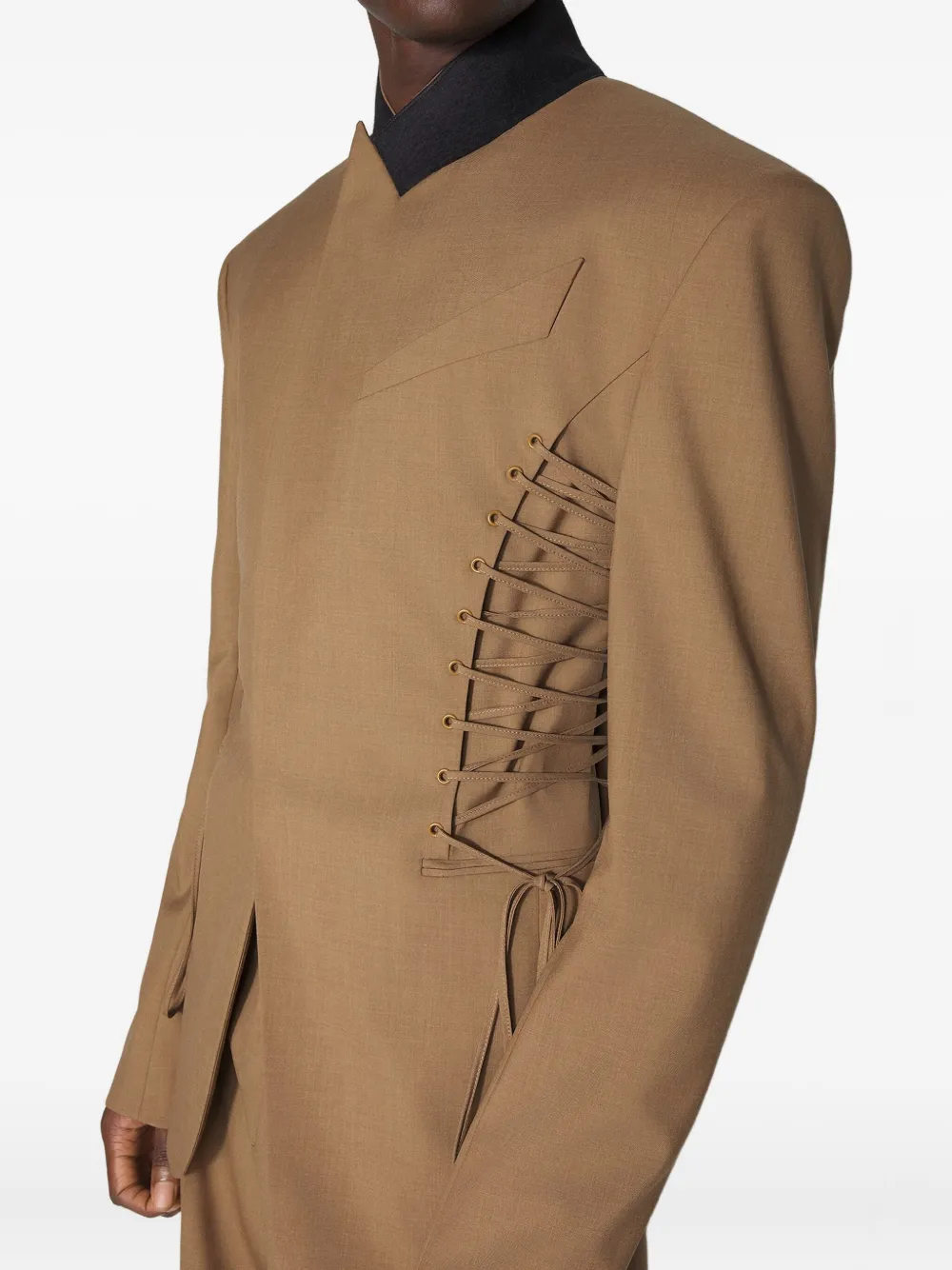 Mugler lace-up panel tailored jacket | Brown | Image 1