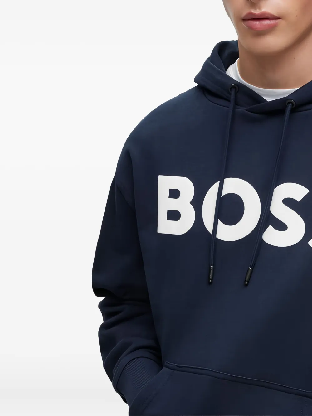 BOSS Hoodie met logoprint Blauw