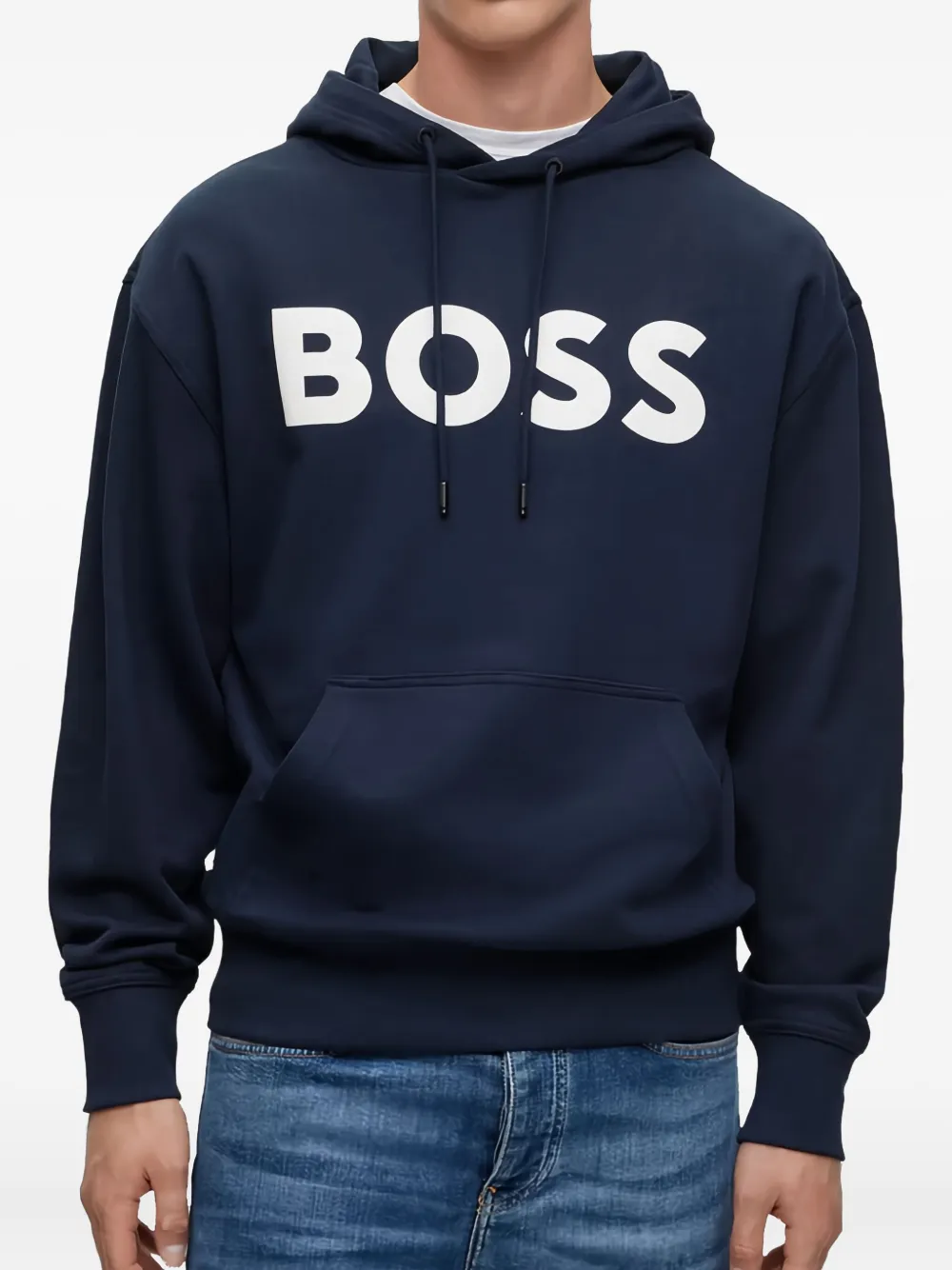 BOSS Hoodie met logoprint Blauw