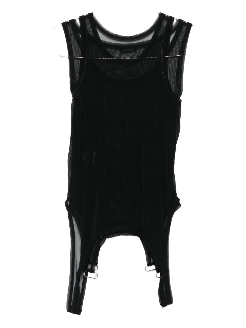 Mugler layered-mesh tank top Zwart