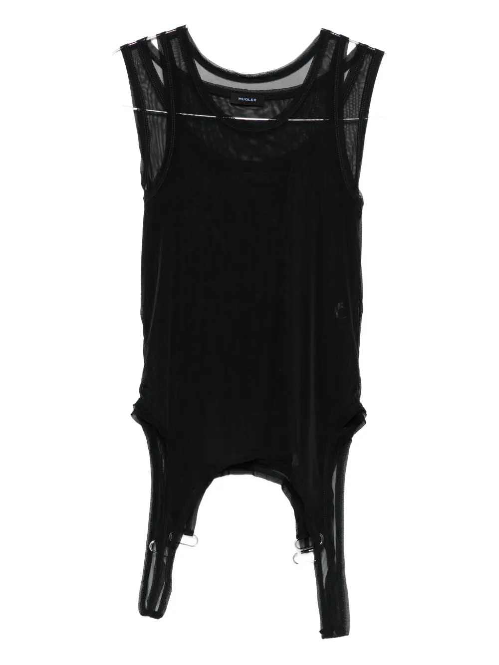 Mugler layered-mesh tank top Zwart