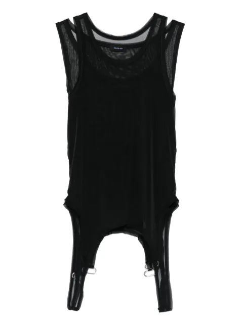 Mugler Tanktop aus Mesh im Layering-Look