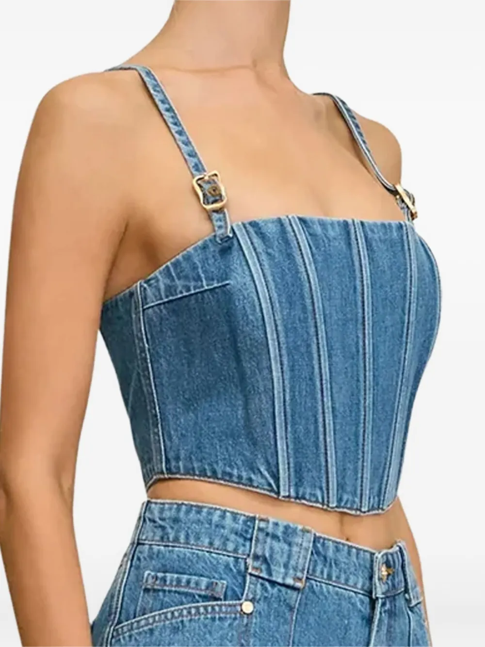 Cult Gaia Lauren denim tanktop Blauw