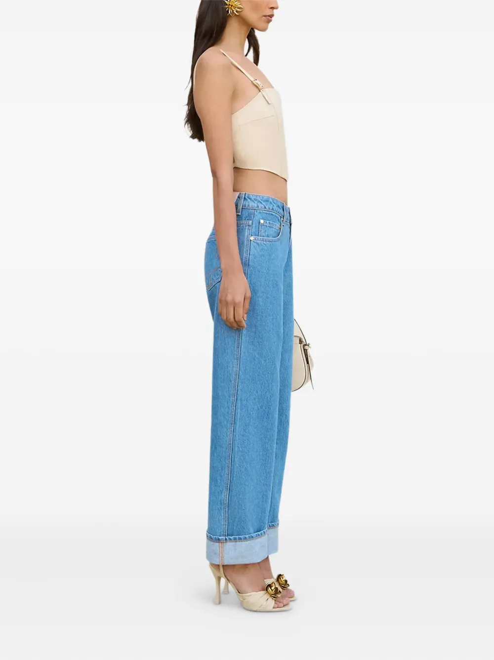 Cult Gaia Loren Buckle-strap Corset Top In Neutral