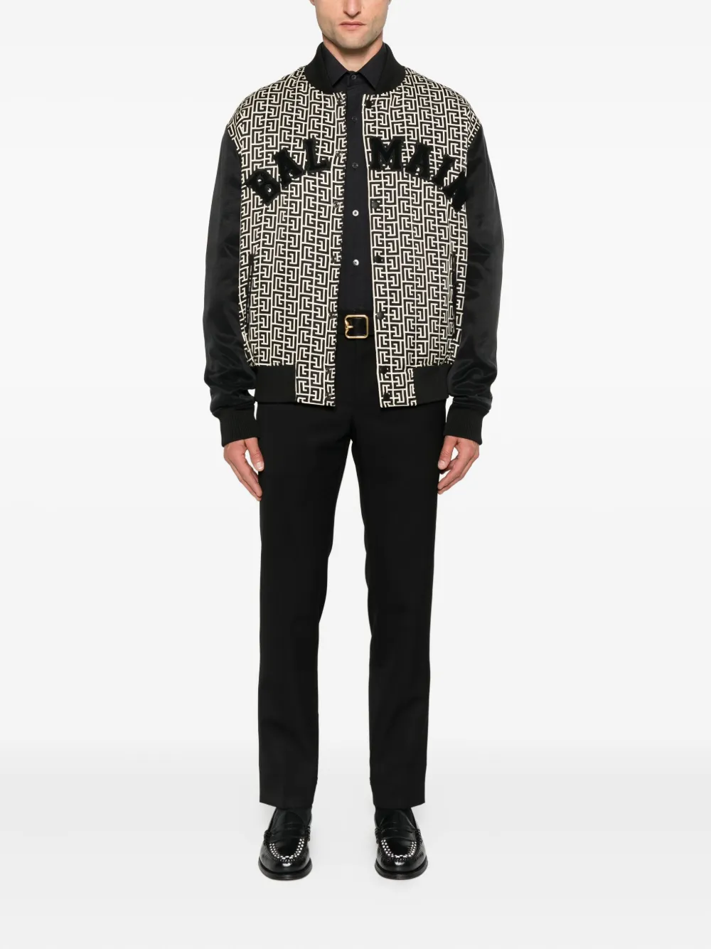 Balmain Bomberjack met geometrisch patroon Zwart