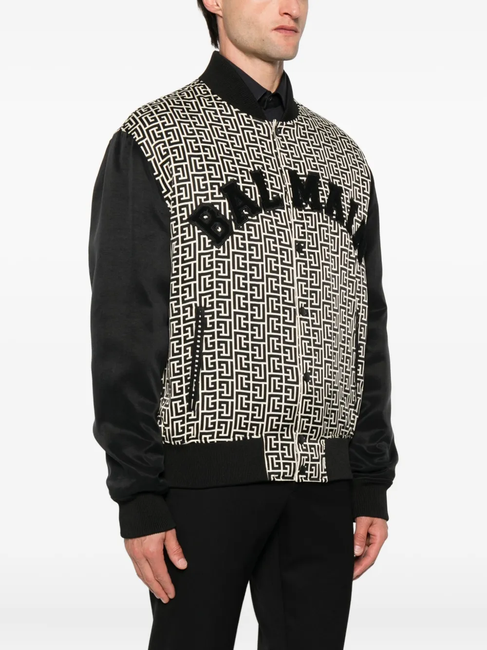 Balmain Bomberjack met geometrisch patroon Zwart