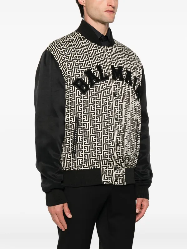 Balmain geometric-pattern Bomber Jacket | Black | FARFETCH