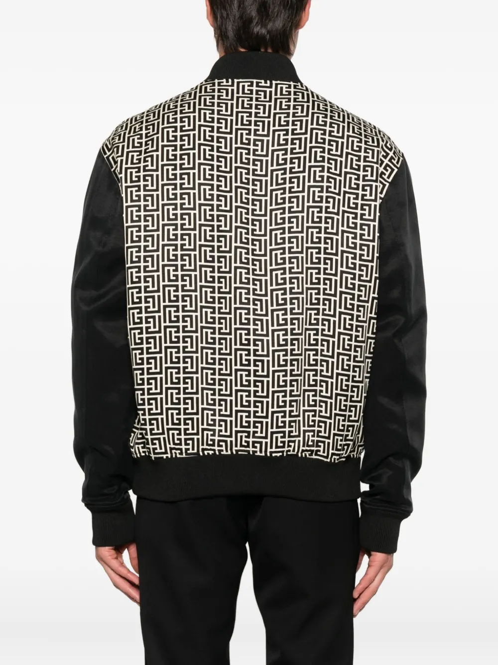 Balmain Bomberjack met geometrisch patroon Zwart
