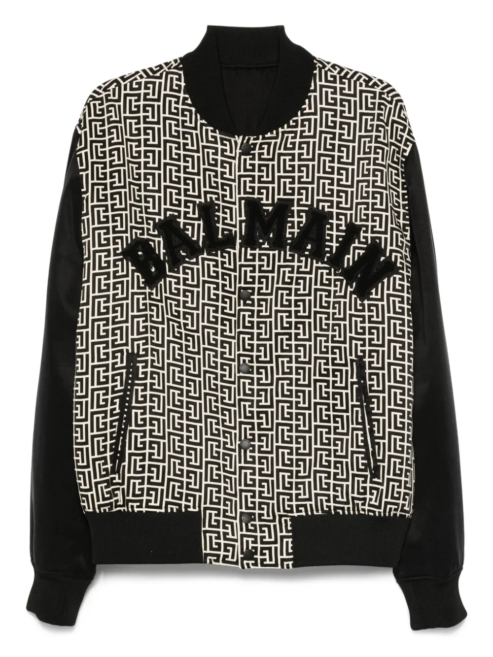 Balmain Bomberjack met geometrisch patroon Zwart
