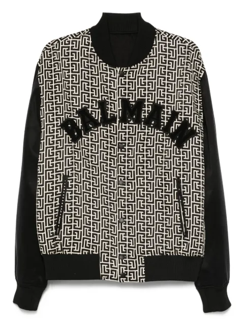 Balmain geometric-pattern bomber jacket