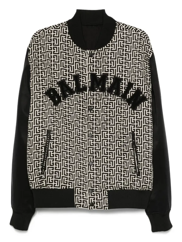 BALMAIN モノグラム ボンバージャケット シルク リバーシブル 48 Balmain Reversible jacket with monogram | Men's Clothing