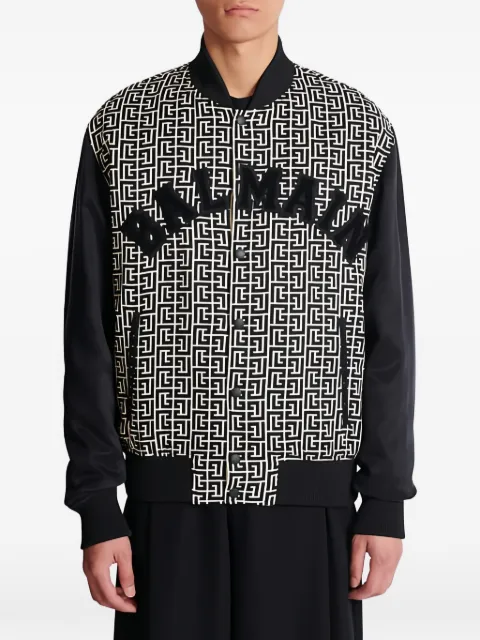 Balmain geometric-pattern bomber jacket