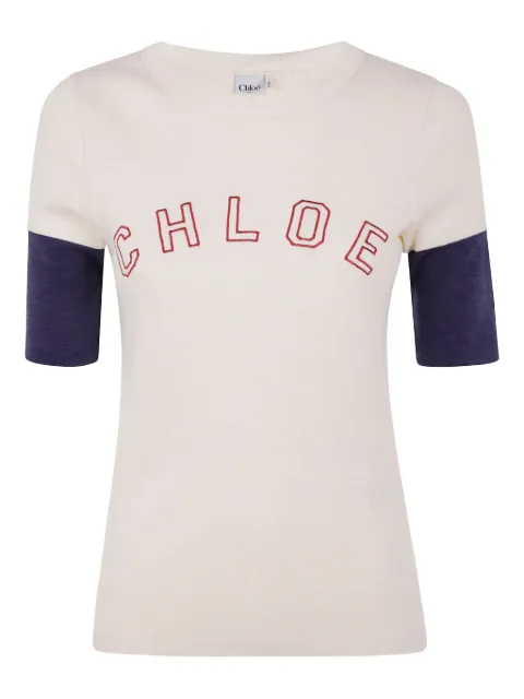 Chloé embroidered-logo ribbed top