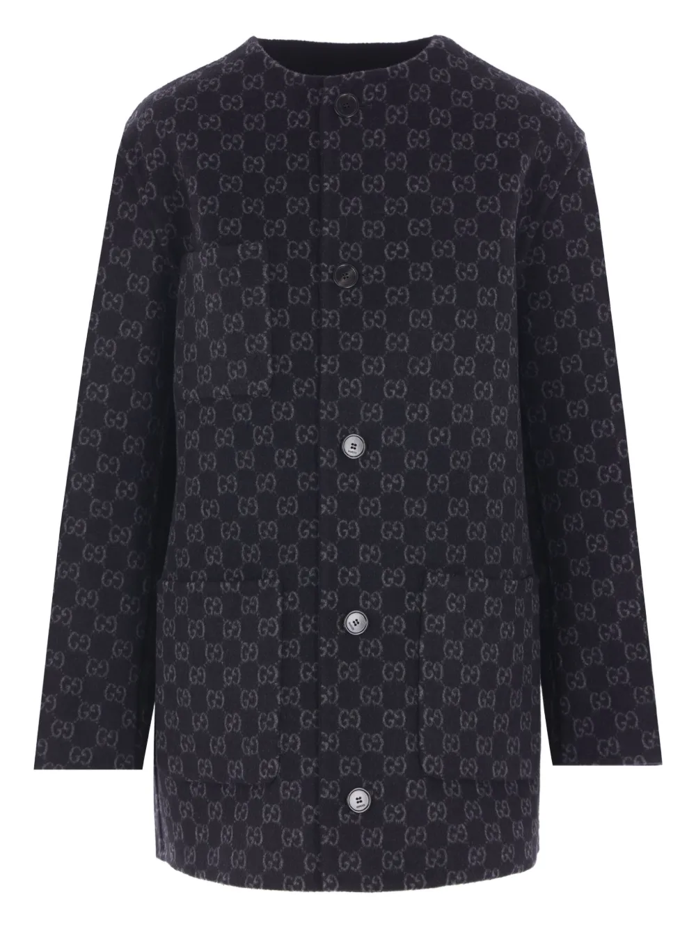  Gucci Abrigo De Lana Con Botones - Azul 