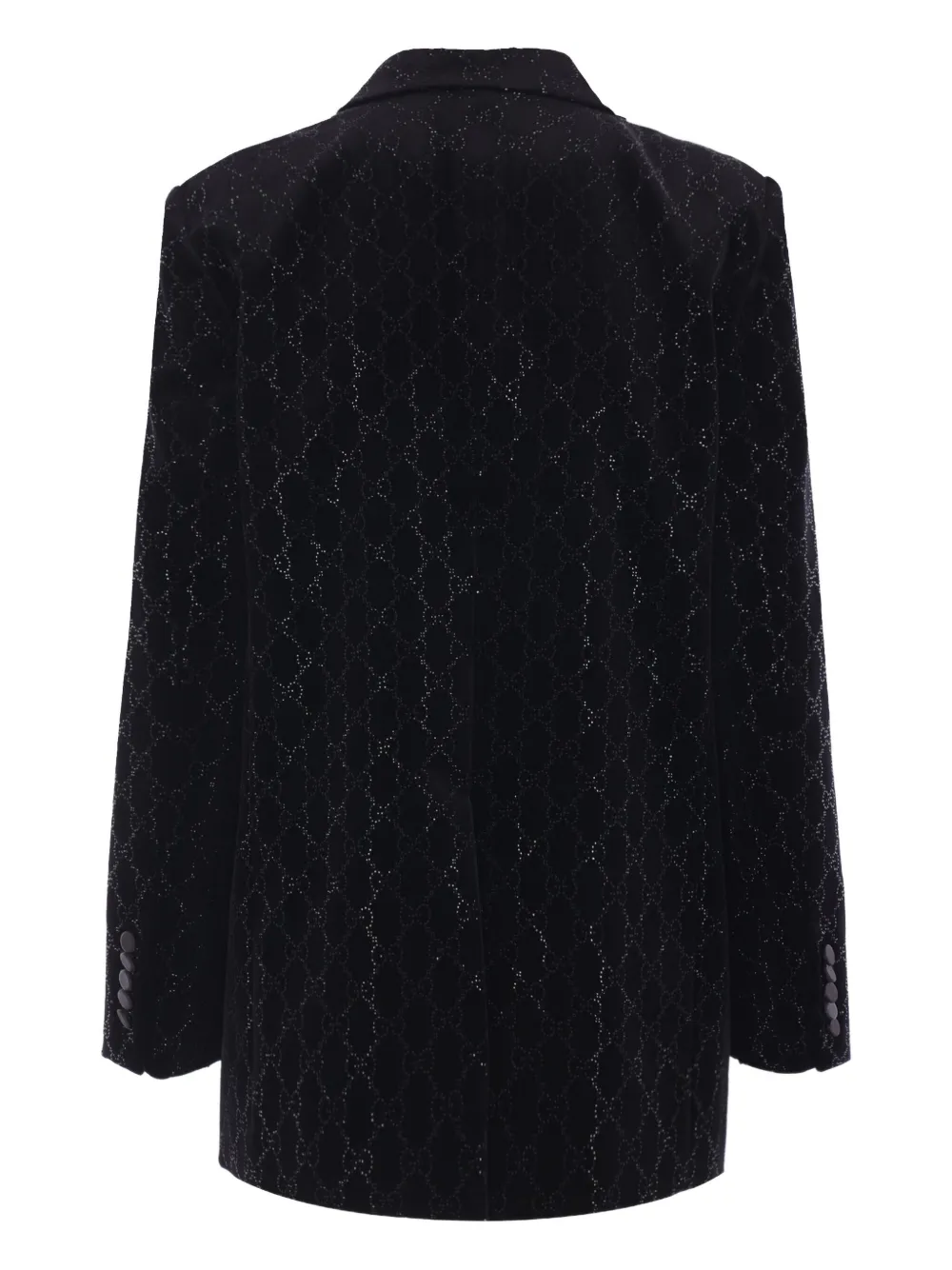 Gucci Double-breasted Velvet Coat Featuring Embroidery In Black
