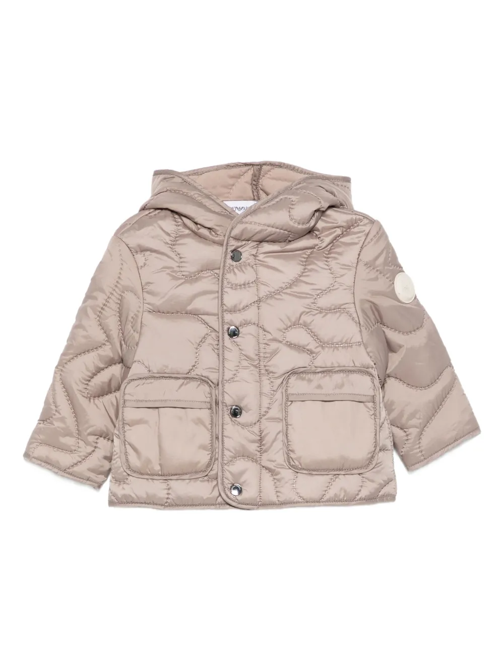 Emporio Ar i Kids quilted hooded jacket Beige
