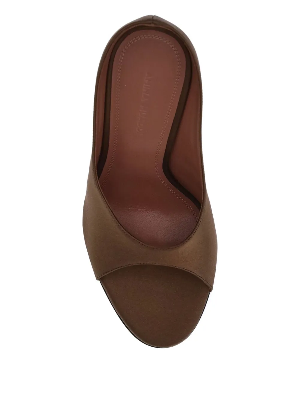 Amina Muaddi 105mm Anok satin peep-toe sandals Brown