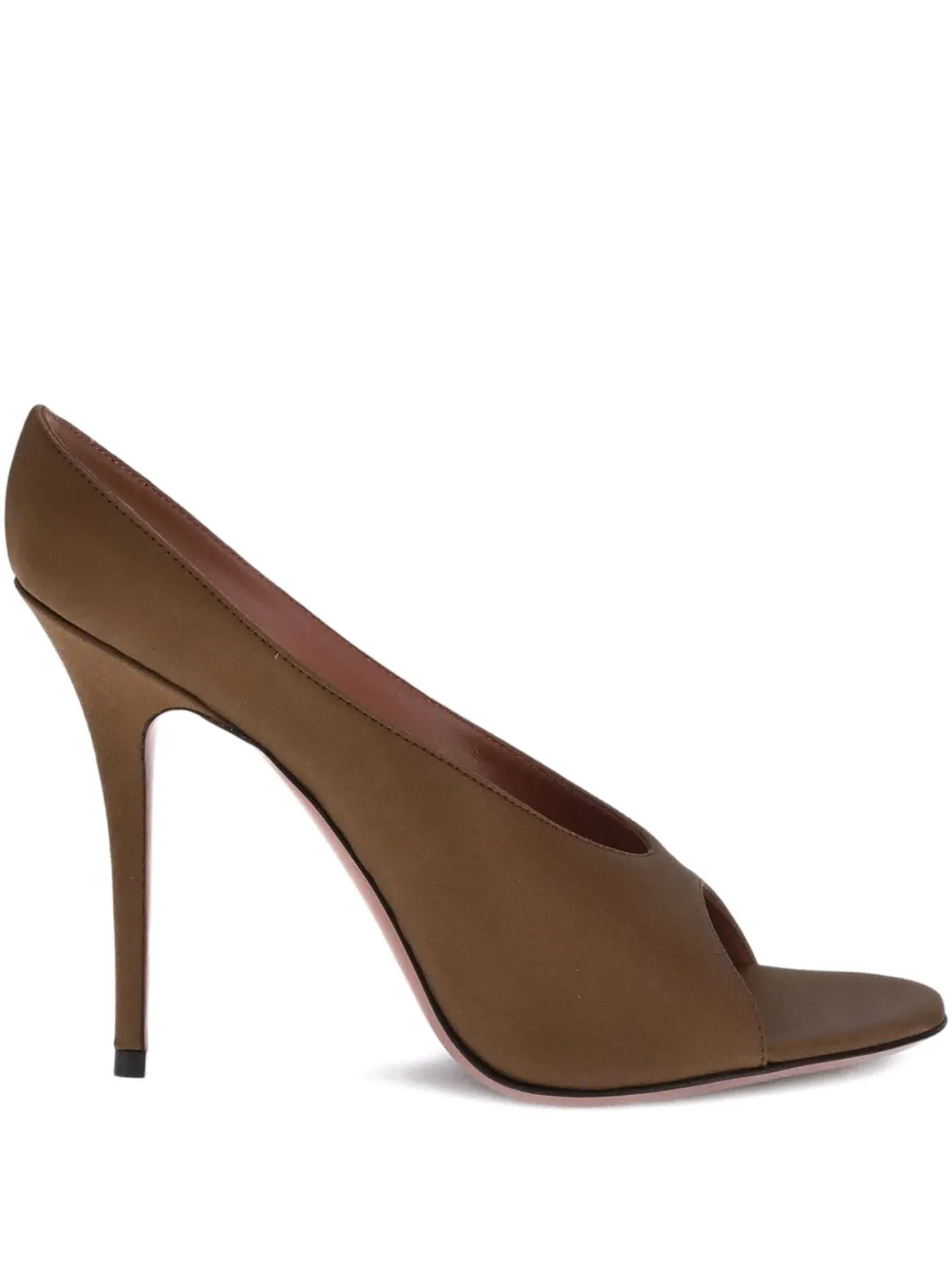 Amina Muaddi 105mm Anok satin peep-toe sandals Brown