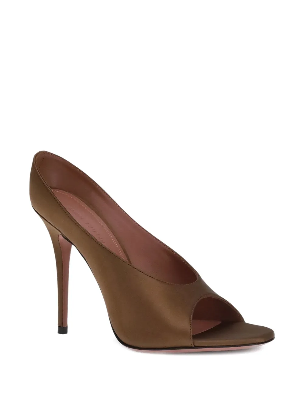 Amina Muaddi 105mm Anok satin peep-toe sandals Brown