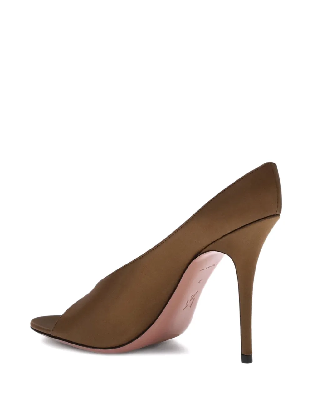 Amina Muaddi 105mm Anok satin peep-toe sandals Brown