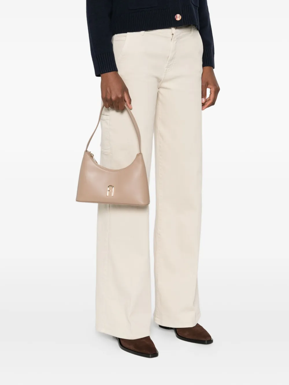 Furla Leren schoudertas Beige