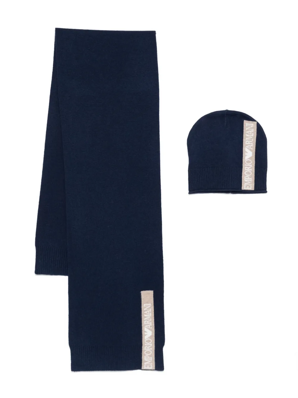 Emporio Ar i Kids logo-tag scarf set Blauw