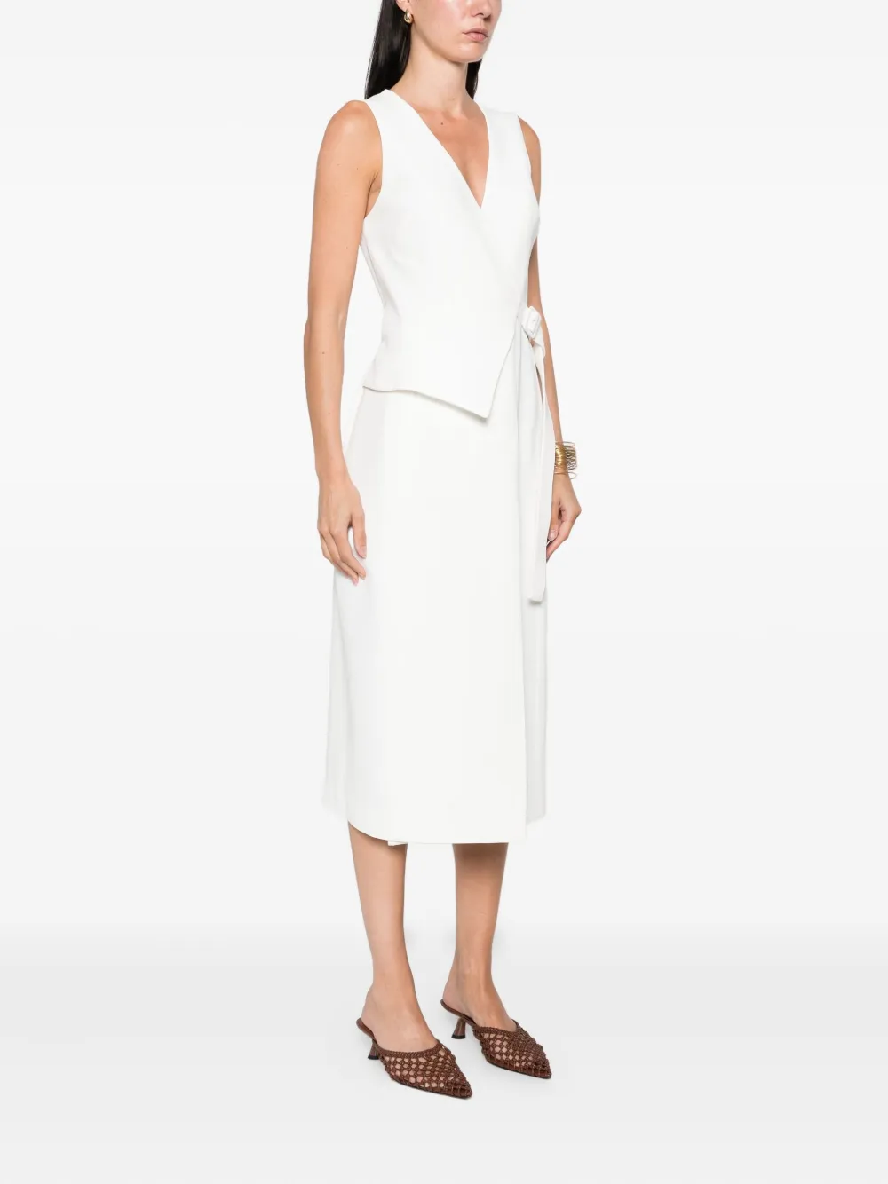 Ermanno Scervino Mouwloze wikkeljurk Wit